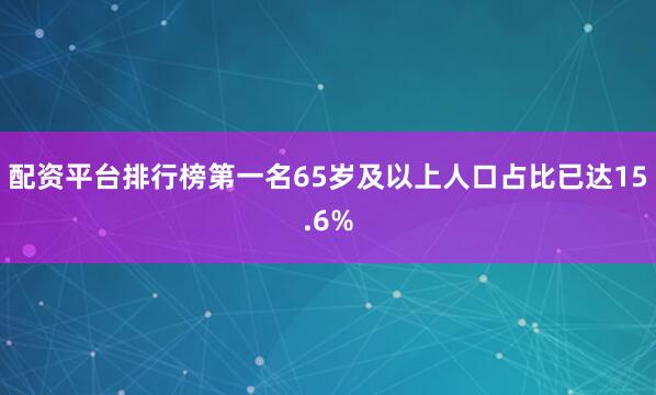 配资平台排行榜第一名65岁及以上人口占比已达15.6%