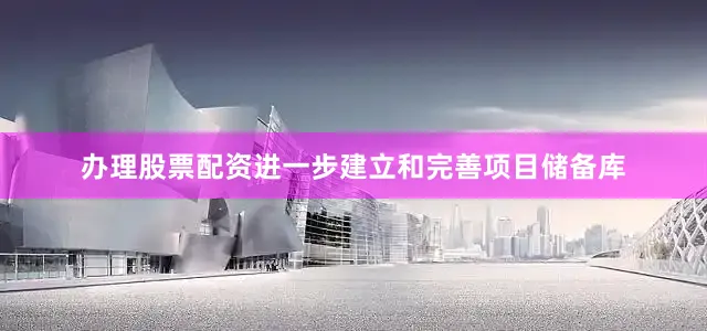 办理股票配资进一步建立和完善项目储备库